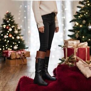 Franco Sarto Black and Brown Heeled Boots